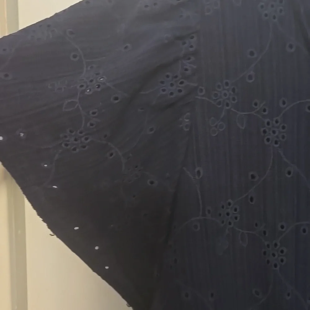 Time and Tru Navy Eyelet Button-Up Blouse